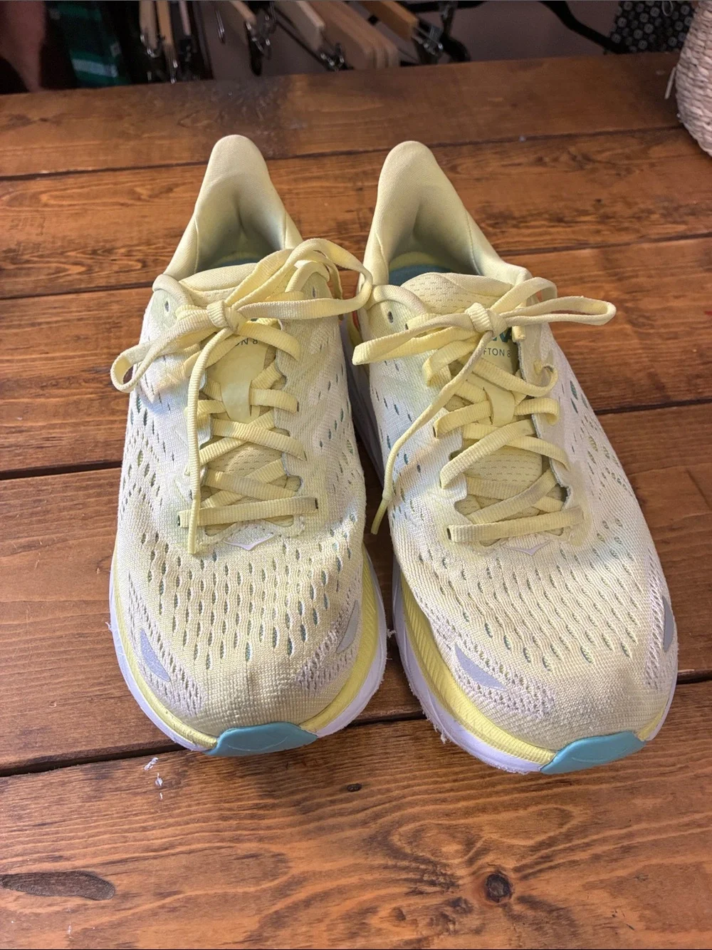 Hoka Clifton 8 Women's Pale Yellow Lightweight Running Shoes
